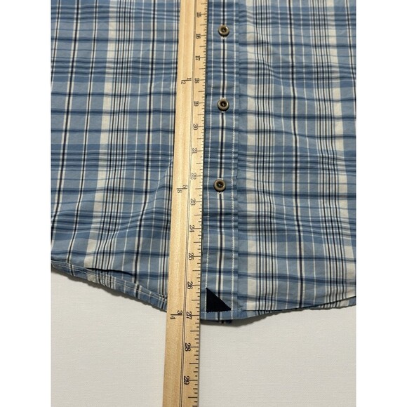 Untuckit Button Down Shirt Mens Medium Blue White Plaid Cotton Flannel - Picture 12 of 12